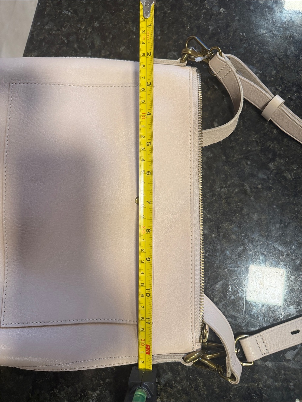 Women's Soft Cream Leather Shoulder Bag with Adjustable Strap